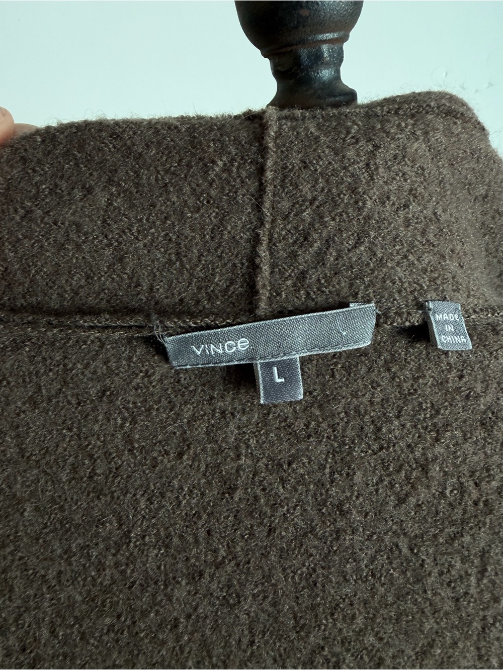 Vince 100% Wool Open-Front Draped Knit Jacket in Brown - Picture 5 of 7